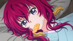 Yona with a slice of orange